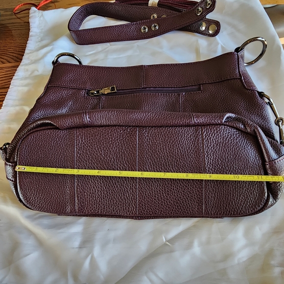 Burgundy leather handbag - Picture 4 of 7